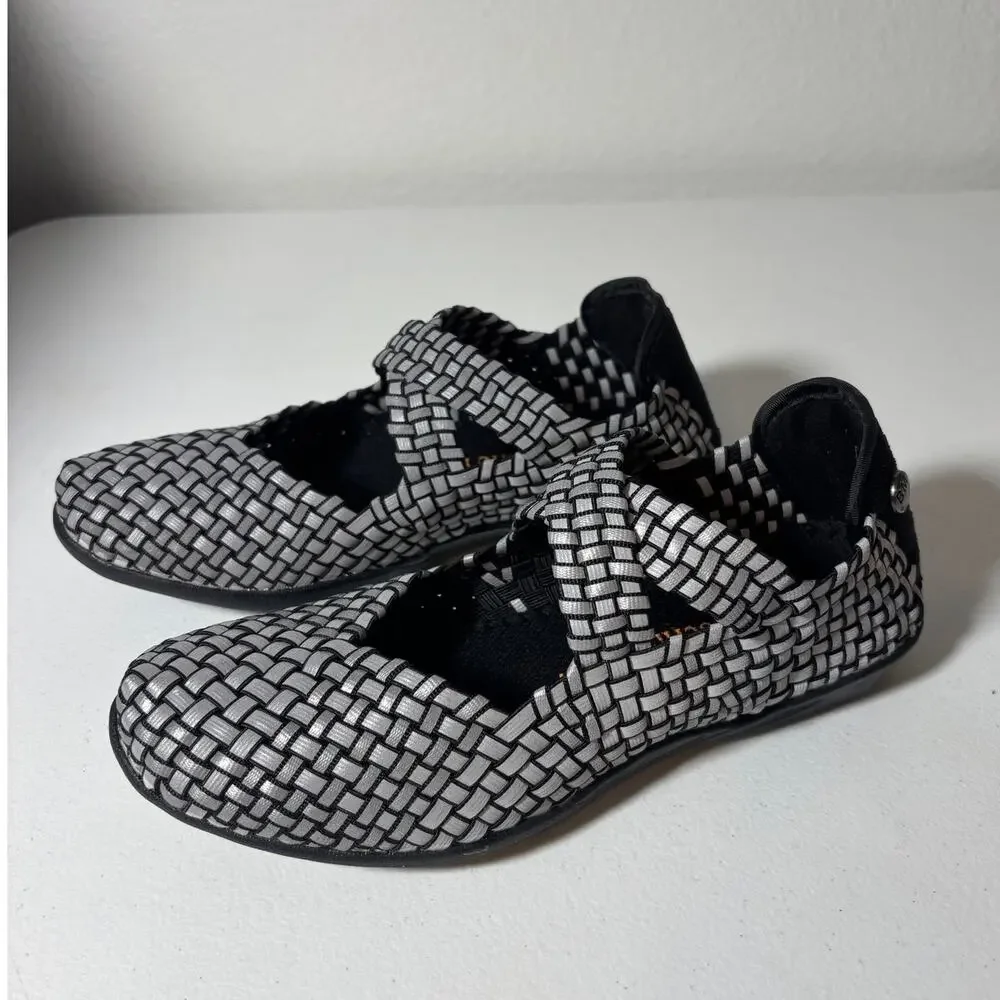 Bernie Mev NWOT Size 5 (EU 36) Margo Mary Jane Flats Slip-On Comfort Gray/Black